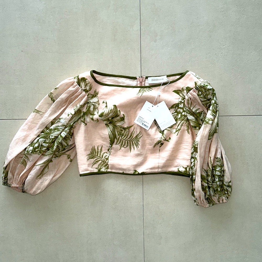 Zimmerman Empire Bodice (Empire Linen Puff-Sleeve Top)
